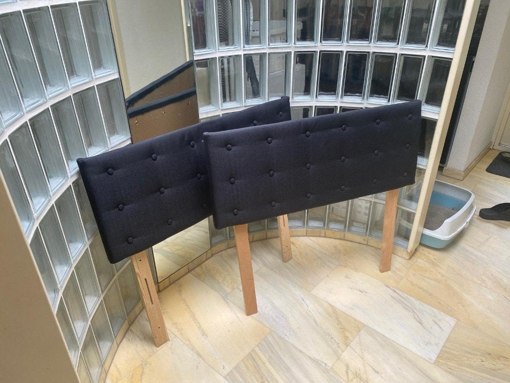 GRATIS Hoofdborden (eenpersoonsbed), Ophalen, Eenpersoons, Zwart, Stof