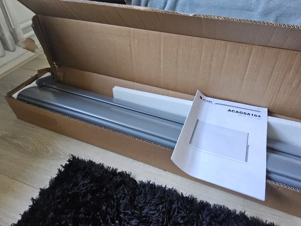 Zon- of windscherm uitschuifbaar grijs, Ophalen, 200 cm of meer, 150 tot 200 cm, Nieuw