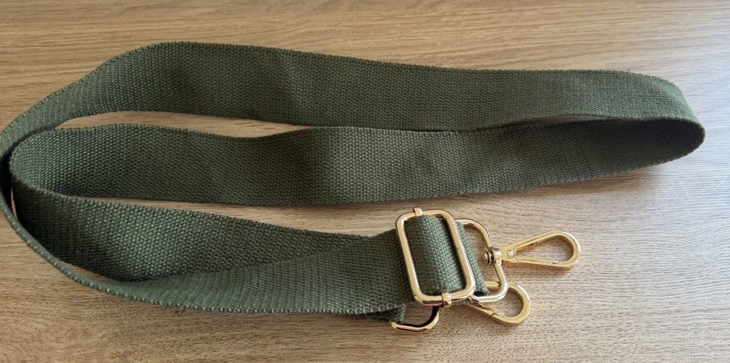 Draagriem kaki met goud, Sieraden, Tassen en Uiterlijk, Tassen | Damestassen, Ophalen of Verzenden, Nieuw, Groen, Overige typen