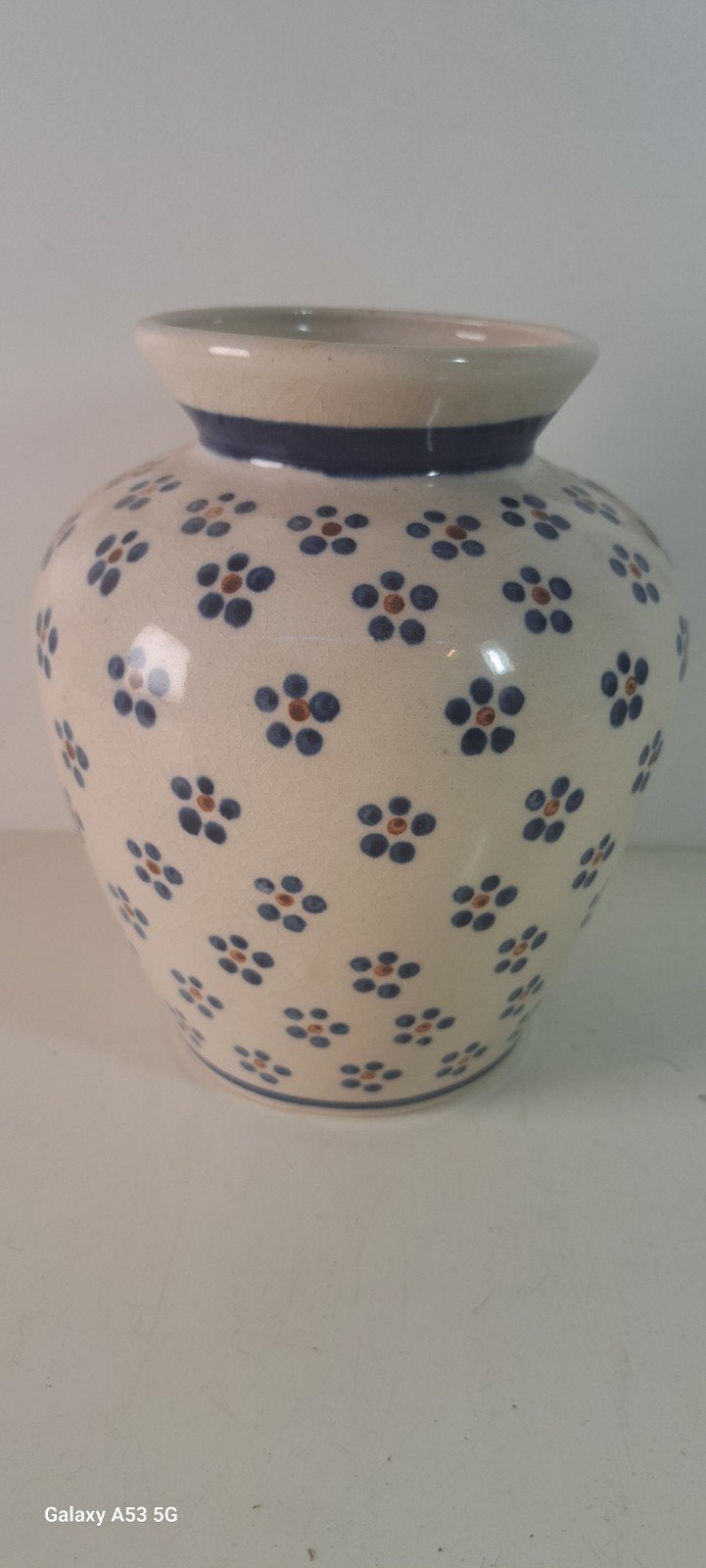 Boleslawiec Poolse Aardewerk Vaas - Daisy Dot Patroon, Antiek en Kunst, Ophalen of Verzenden
