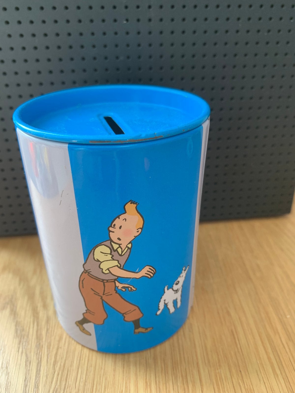 Tintin tin money box 2005, Ophalen of Verzenden, Zo goed als nieuw, Metaal of Blik, Overige thema's