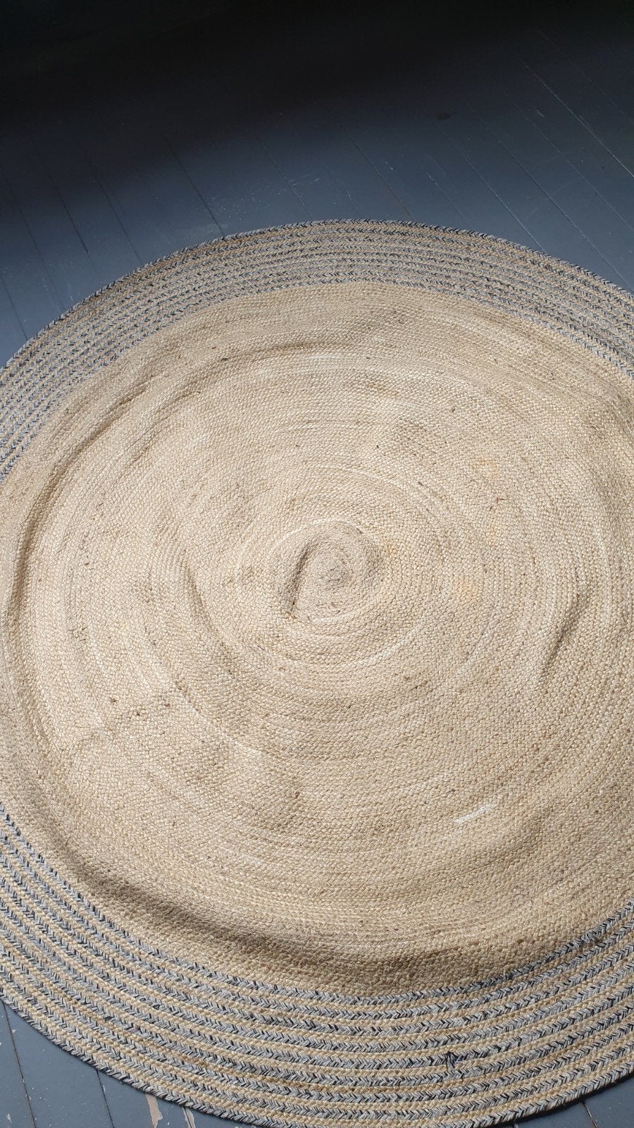 Rond jute en katoen vloerkleed - 2 meter, Huis en Inrichting, Stoffering | Tapijten en Kleden, Gebruikt, Rond, 200 cm of meer