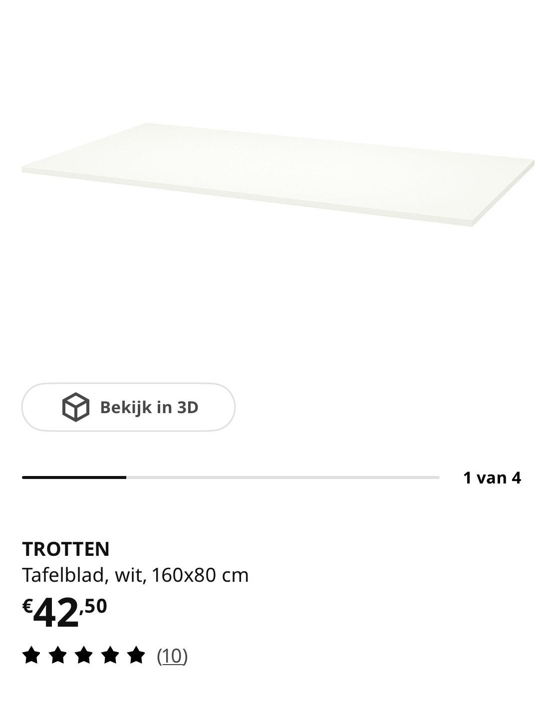 IKEA TROTTEN Tafelblad - Grijs (104.748.47), Ophalen, Zo goed als nieuw