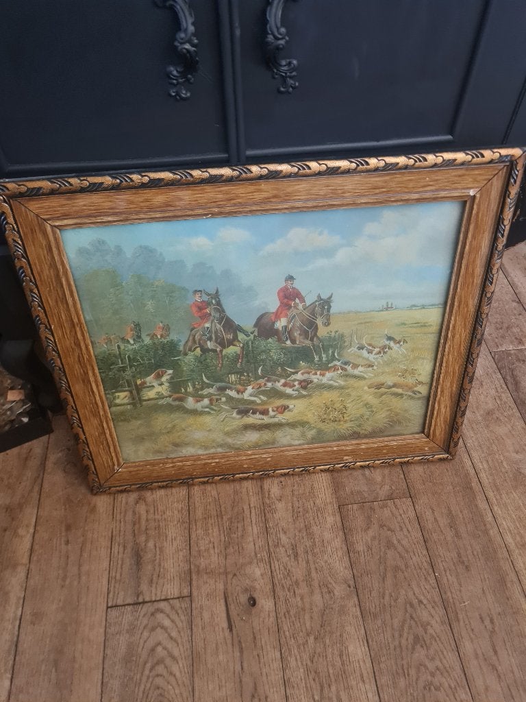 Bijna antieke lijst met Engelse prent en glas, Heikant 21 Kaatsheuvel, 60 cm, Schilderijlijst, Met glas