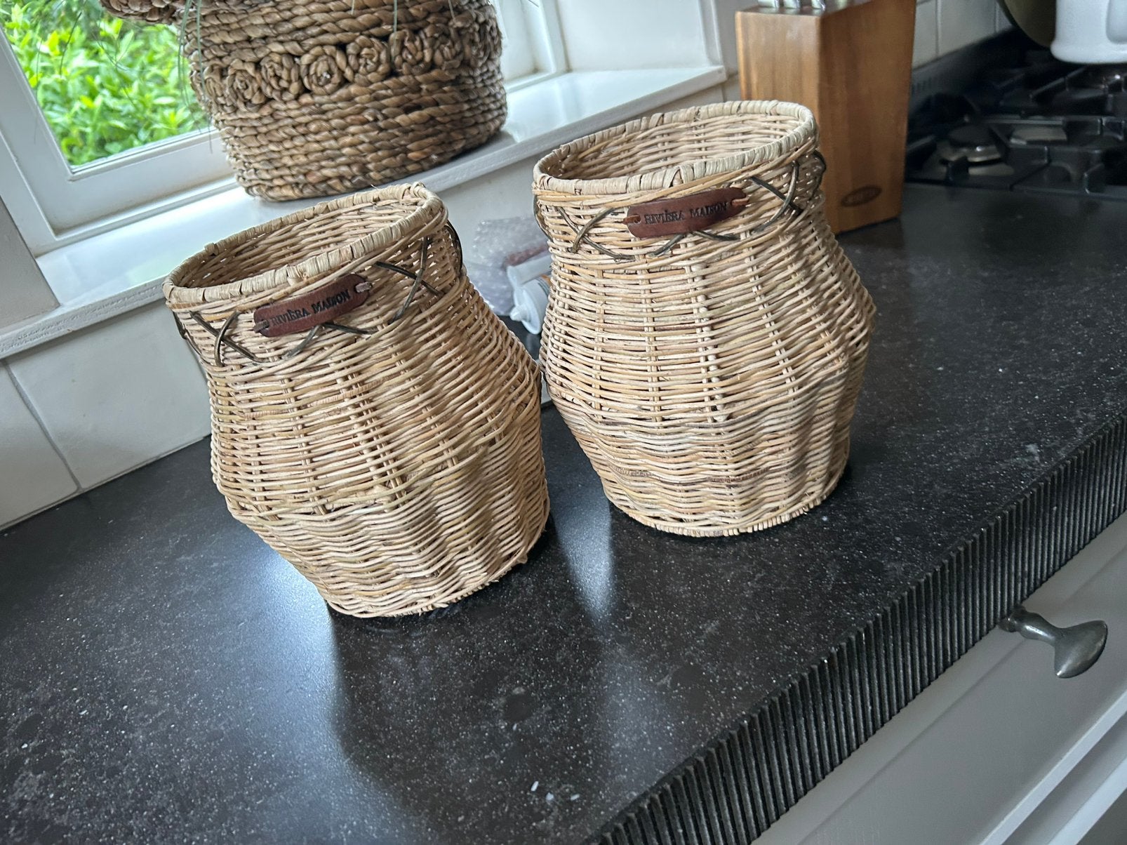 Mooie rattan utensils/keukengerei potten van Riviera maison., Ophalen of Verzenden, Zo goed als nieuw, Bruin