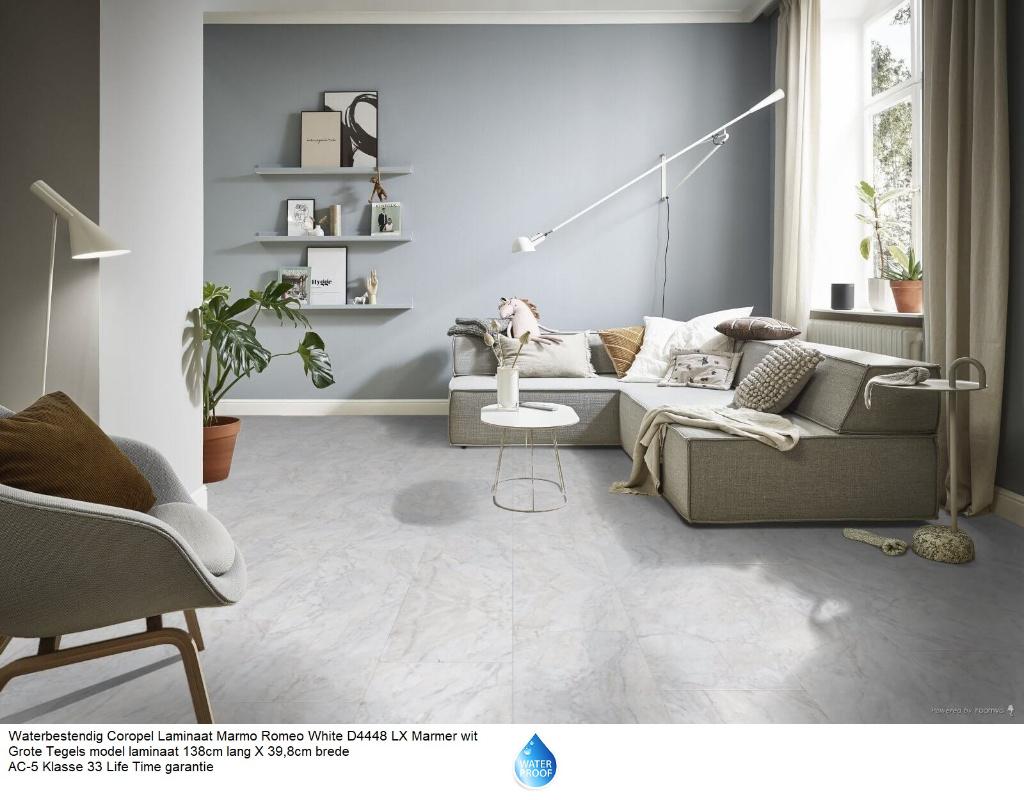 Corepel Waterbestendig Tegel Laminaat Marmer Wit D4448, 75 m² of meer, Wit, Nieuw, Ophalen of Verzenden
