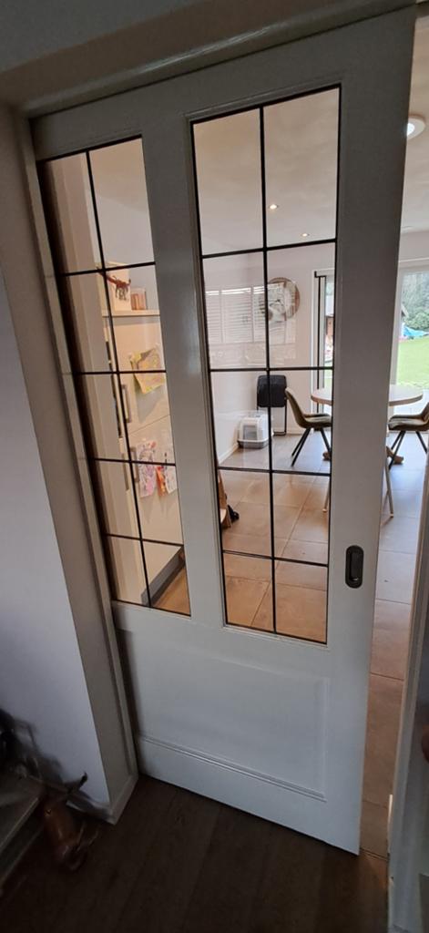 Schuifdeur glas in lood, Ophalen, Gebruikt, 80 tot 100 cm, Binnendeur