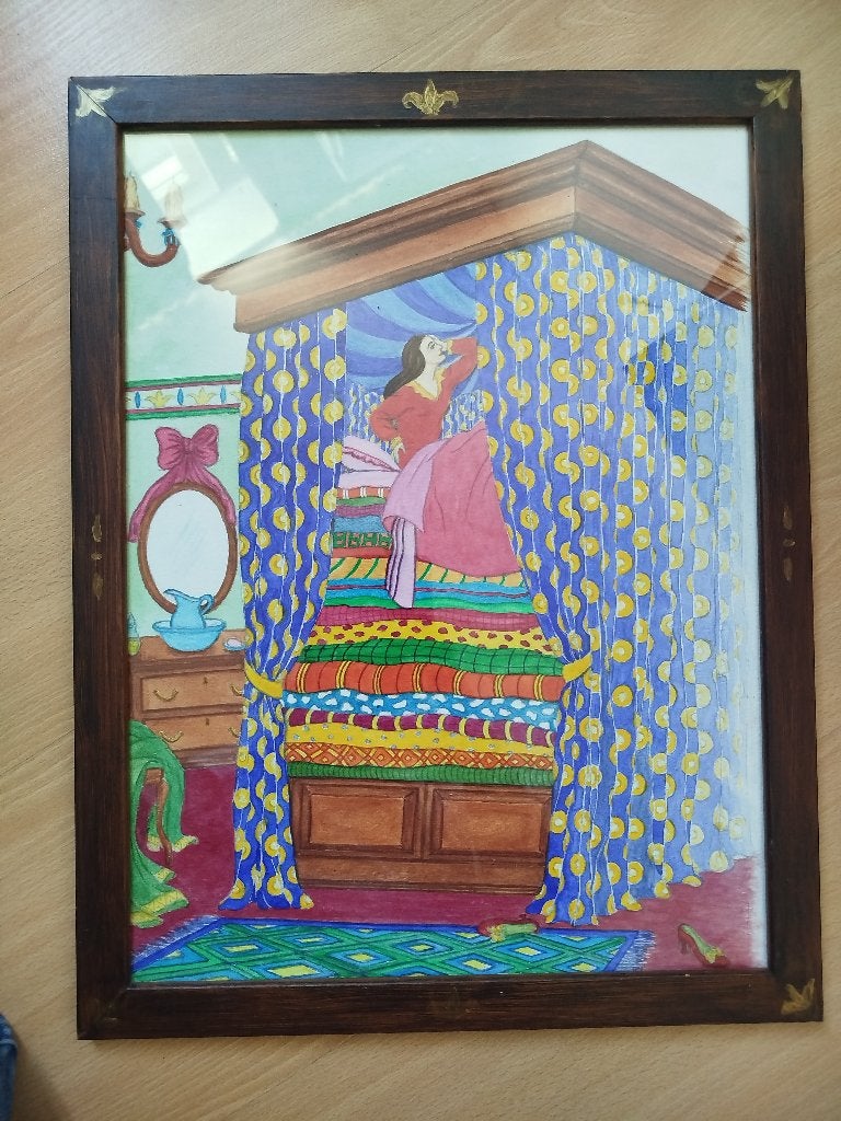 Handgemaakte Prinses op de erwt voor op kinderkamer, Ophalen of Verzenden, Zo goed als nieuw, Button of Speldje