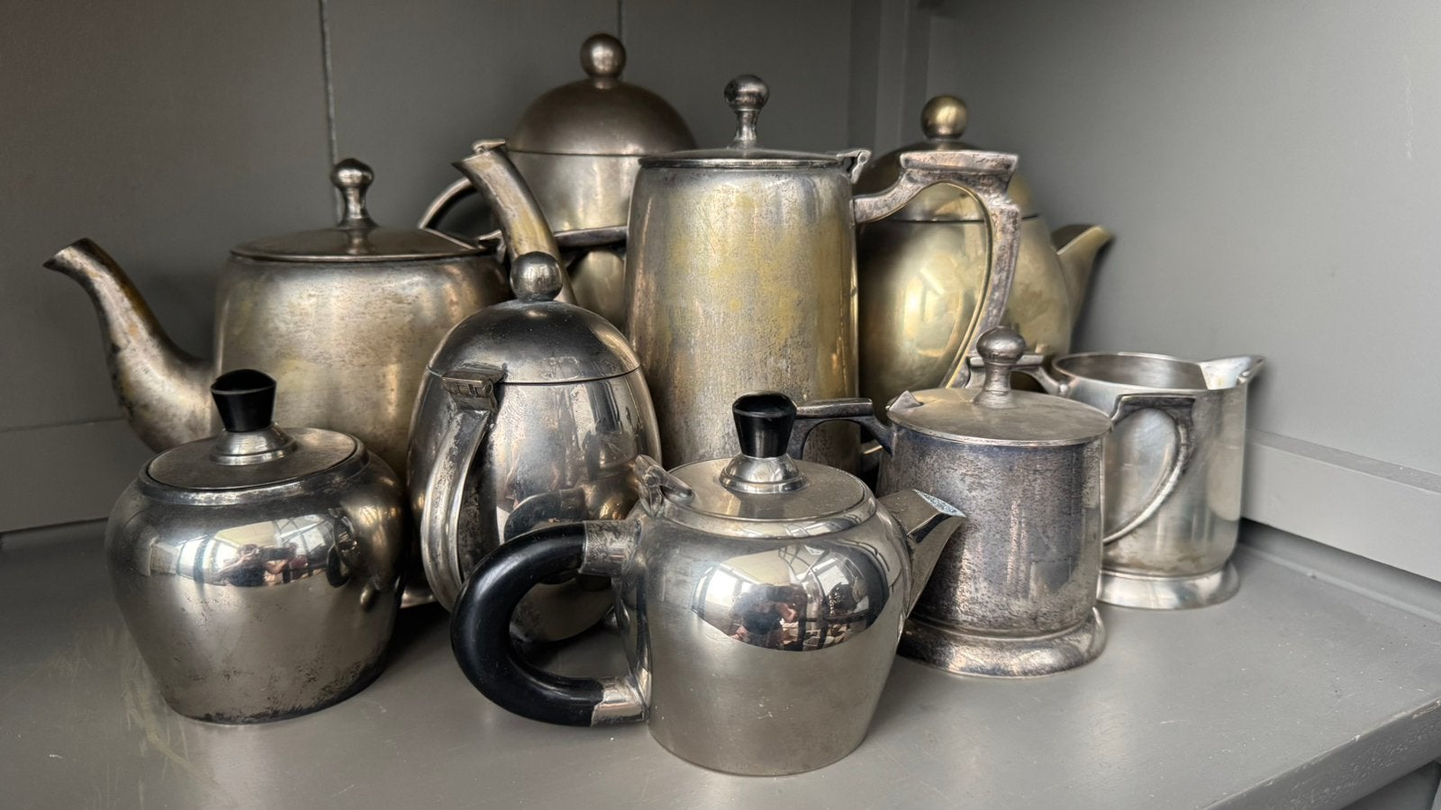 Mooie verzilverde thee/koffiepotjes, Antiek en Kunst, Ophalen of Verzenden