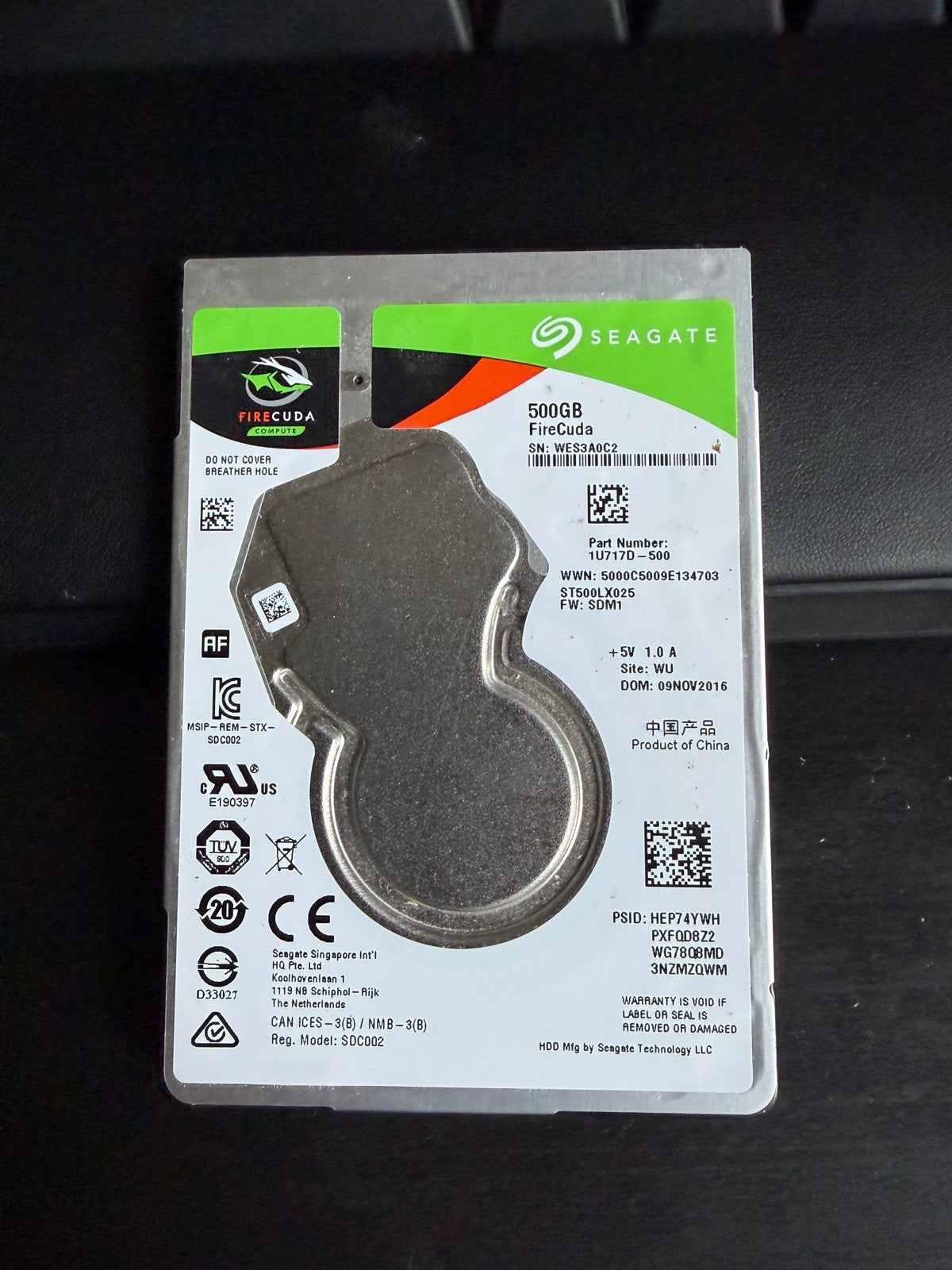 Seagate FireCuda 500GB SSHD 2.5 inch, Intern, Gebruikt, Verzenden, Laptop