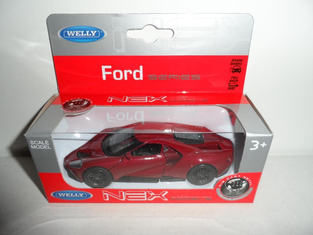 Welly - 2017 Ford GT (donker-rood) 1:36, Ophalen of Verzenden, Nieuw, Auto
