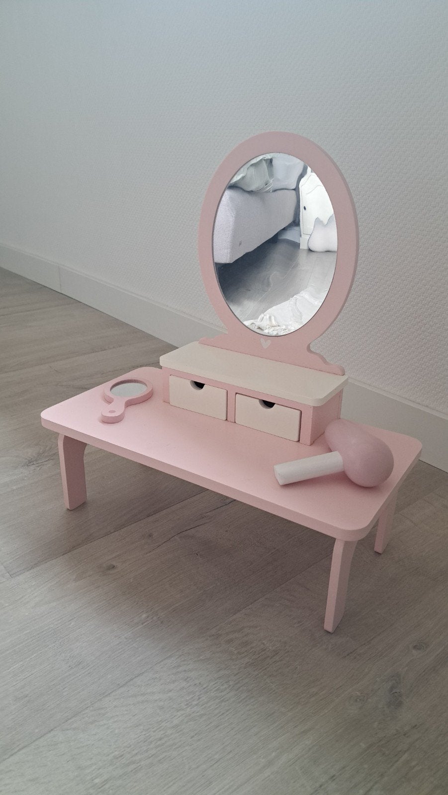 Roze make-up tafel voor meisjes met accessoires, Ophalen, Gebruikt, Meisje