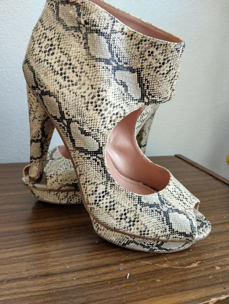 Snakeprint heels met plateau en ritsje maat 40 H&M, H&M, Beige, Lage of Enkellaarzen, Ophalen of Verzenden
