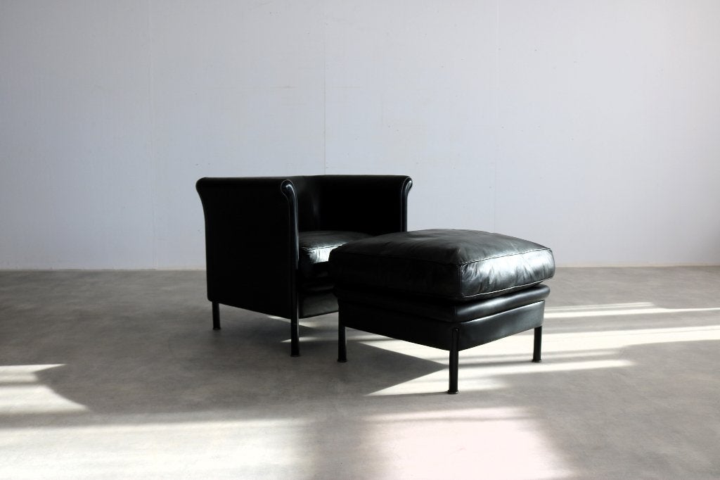 Vintage fauteuil + hocker | a. Citterio | moroso, Gebruikt, ., 75 tot 100 cm, Ophalen of Verzenden