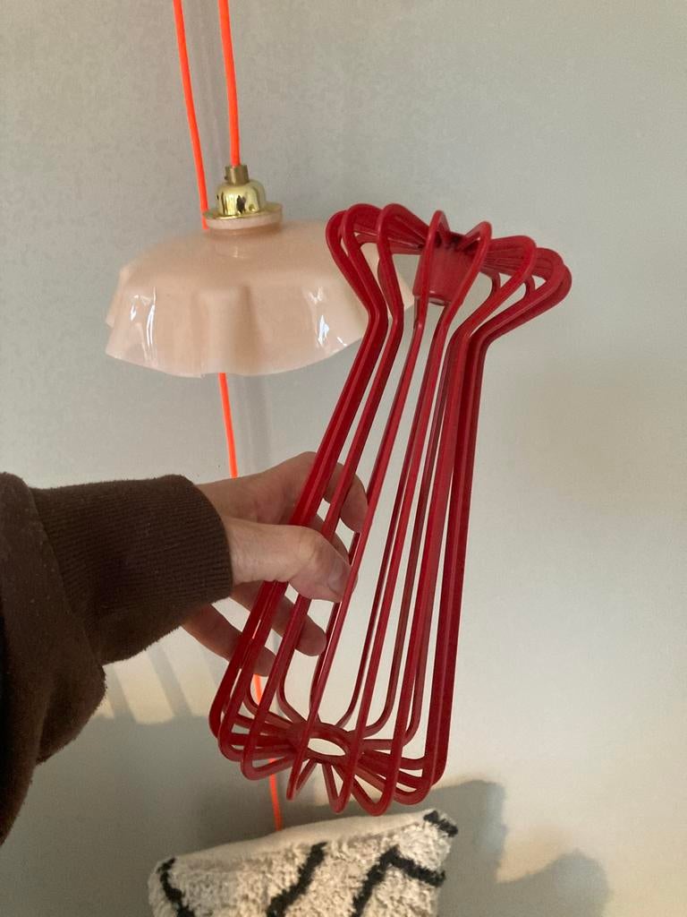 Vintage IKEA metalen kandelaar ehlen Johansson, Ophalen of Verzenden, Gebruikt, Rood, Rond
