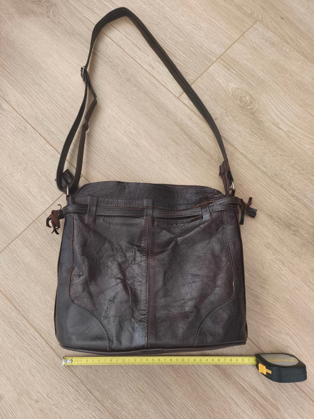 Donkerbruin Leren Schoudertas - Vintage Stijl, Verzenden, Gebruikt, Bruin, Schoudertasje