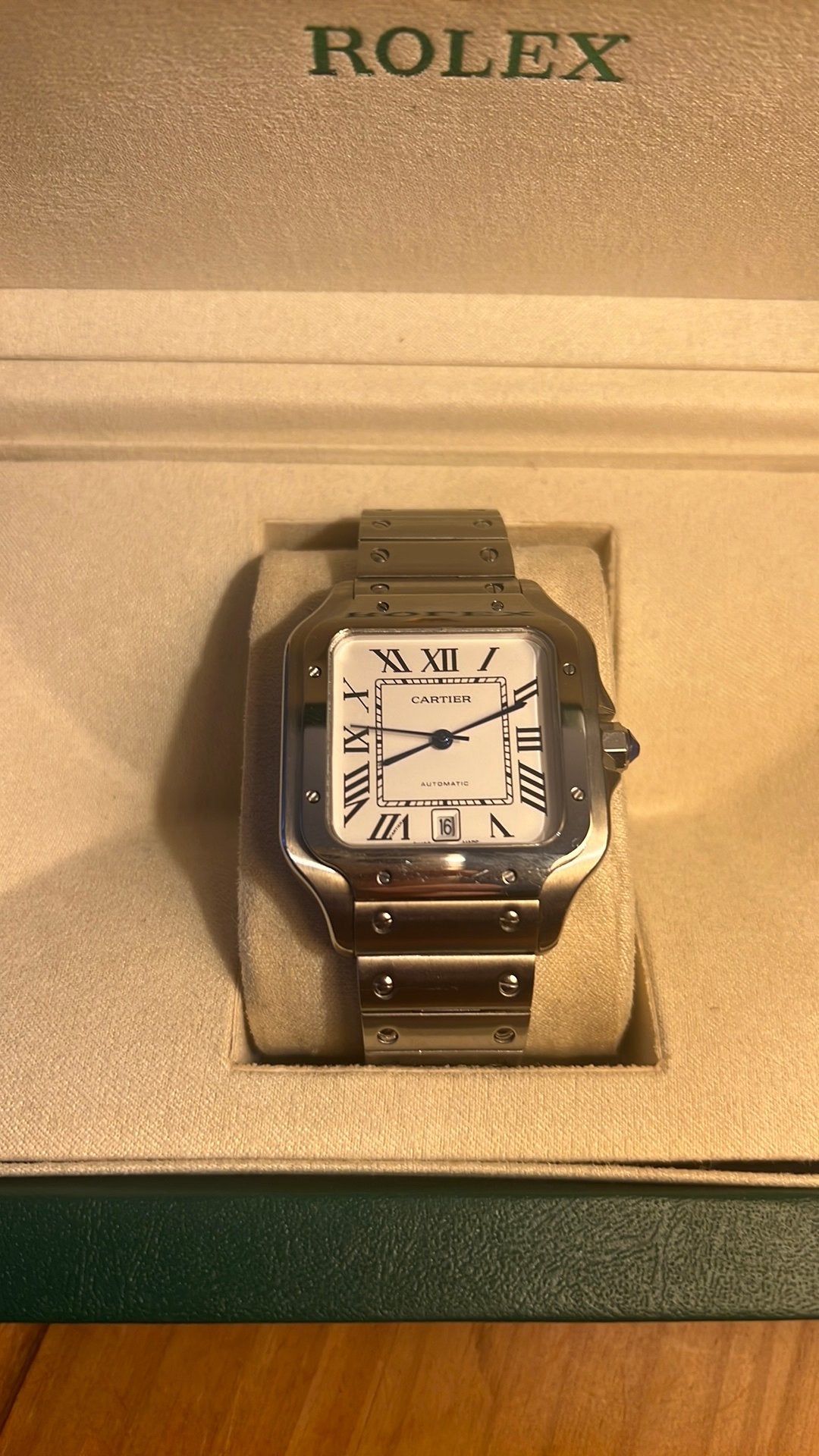 Cartier Santos (Automaat), Sieraden, Tassen en Uiterlijk, Overige merken, Staal, Staal, Polshorloge