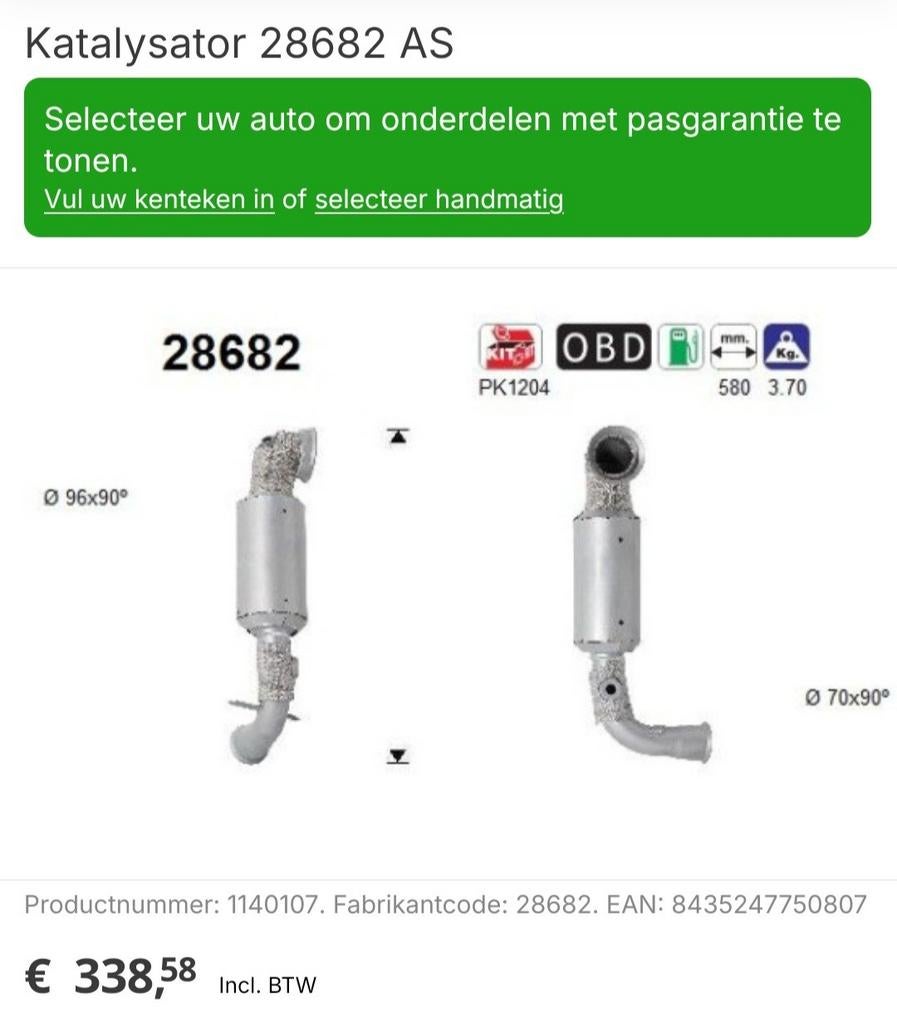 Katalysator 28682 AS voor Peugeot 2008, Auto-onderdelen, Ophalen