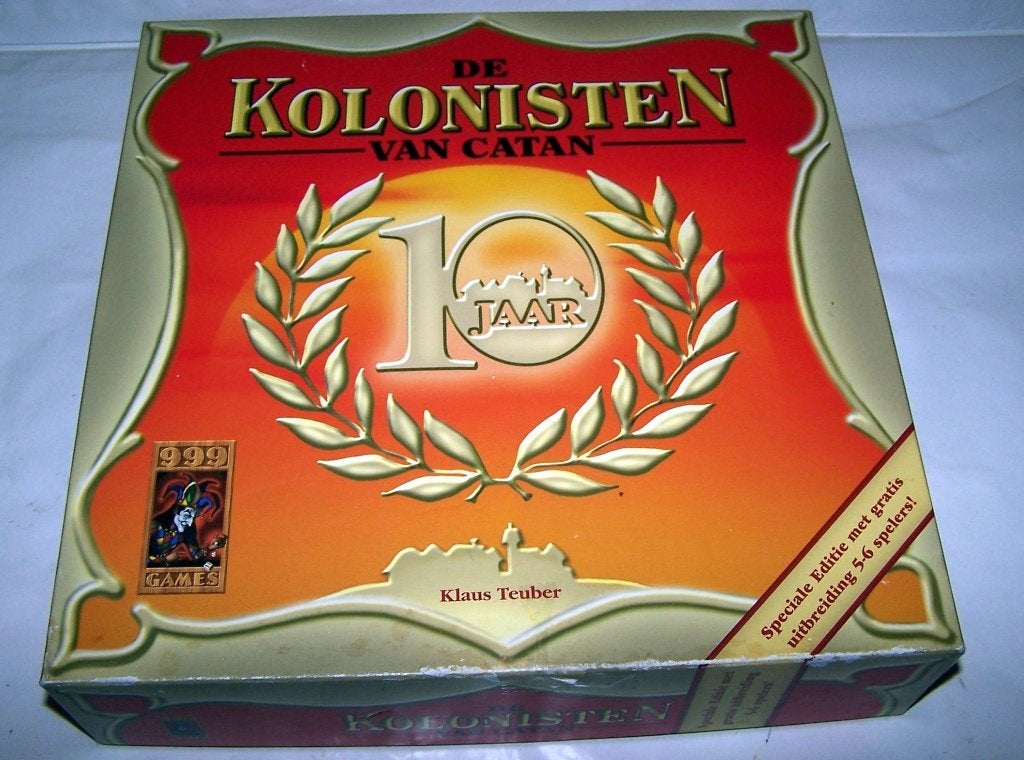 De Kolonisten van Catan 10 jaar- Speciale editie.2-6 spelers, Vijf spelers of meer, Ophalen of Verzenden, Zo goed als nieuw, 999 Games