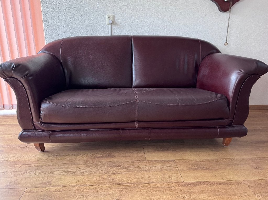 Leren tweezitsbank - B 180 H 85 D 90, Ophalen, Gebruikt, 150 tot 200 cm, Tweepersoons