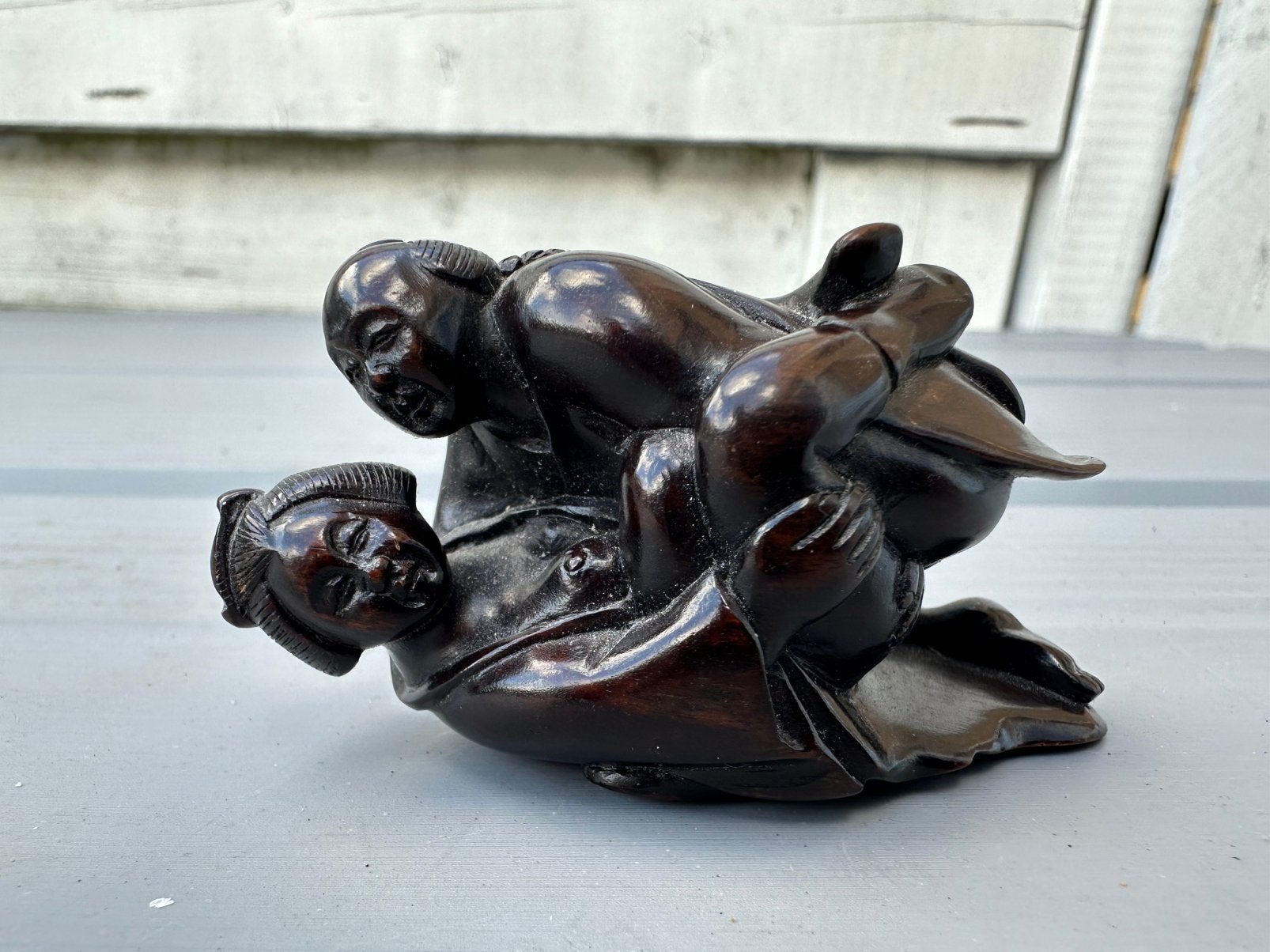 Antieke Japanse Erotische Okimono Gyokusan Meij periode, Minder dan 20 cm, Ophalen of Verzenden, Hout, Azië