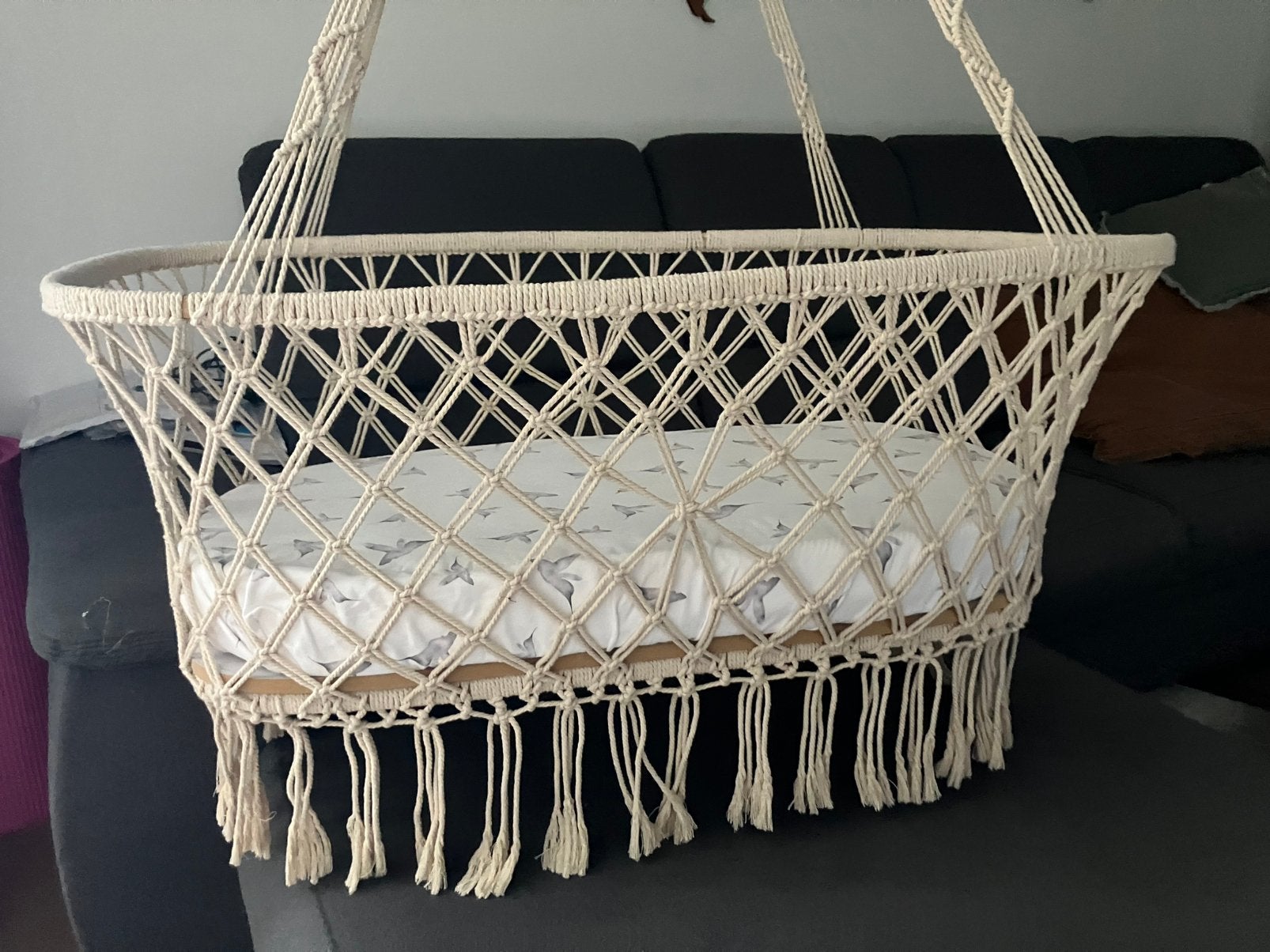 Macramé hangwieg, Kinderen en Baby's, Babywiegjes en Ledikanten, Ophalen of Verzenden, Zo goed als nieuw, Wieg