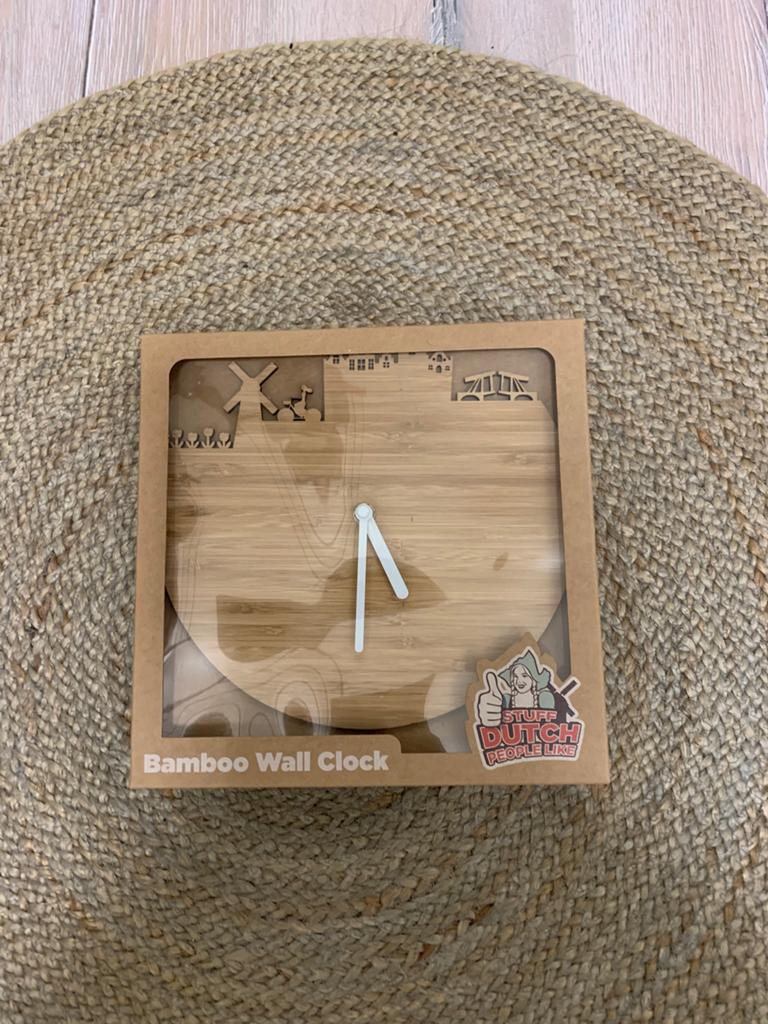 Bamboo Wall Clock, Ophalen of Verzenden, Nieuw, Wandklok