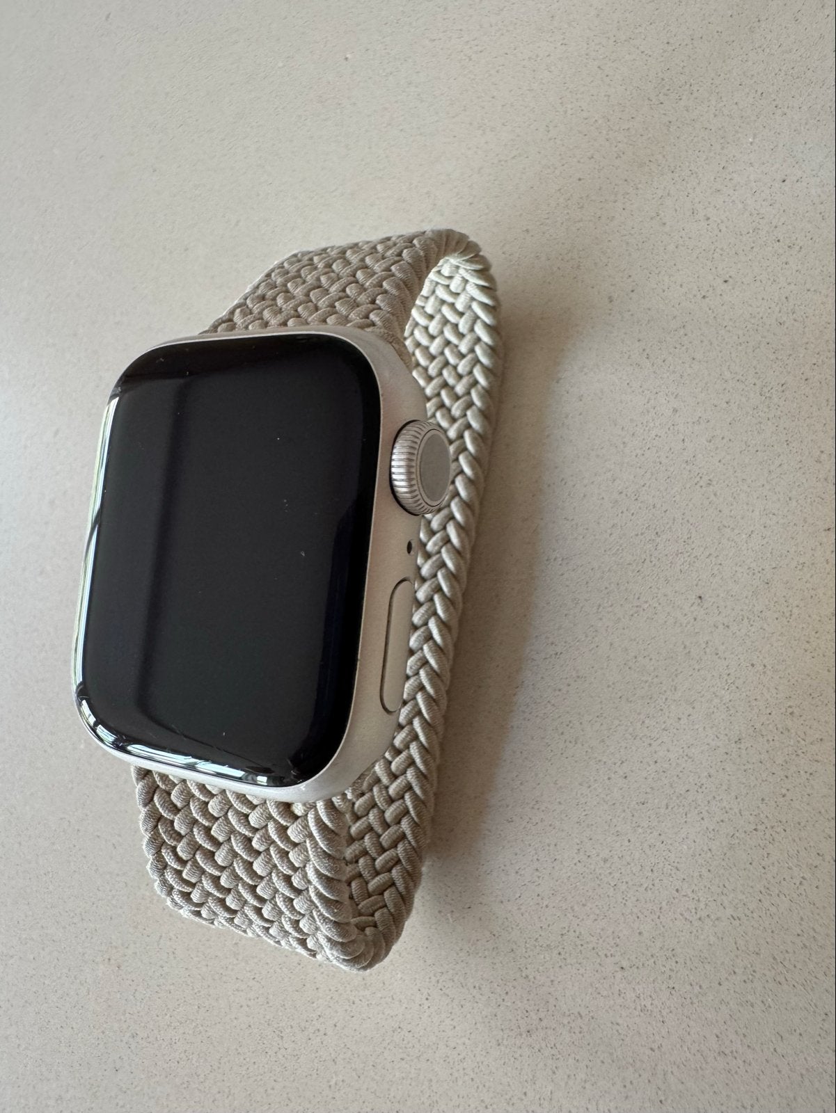 Apple Watch Series 8 (starlight) met gevlochten bandje, Ophalen, IOS, Waterdicht, Zilver