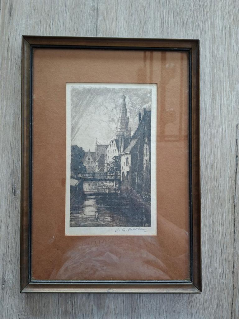 Antieke ets Amsterdam, Antiek en Kunst, Kunst | Etsen en Gravures, Ophalen of Verzenden