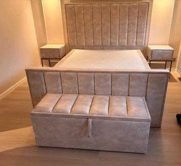 Japandi Opbergbox Boxsprings met Matrassen en Topper, Japandi, Beige, Ophalen of Verzenden, Overige maten