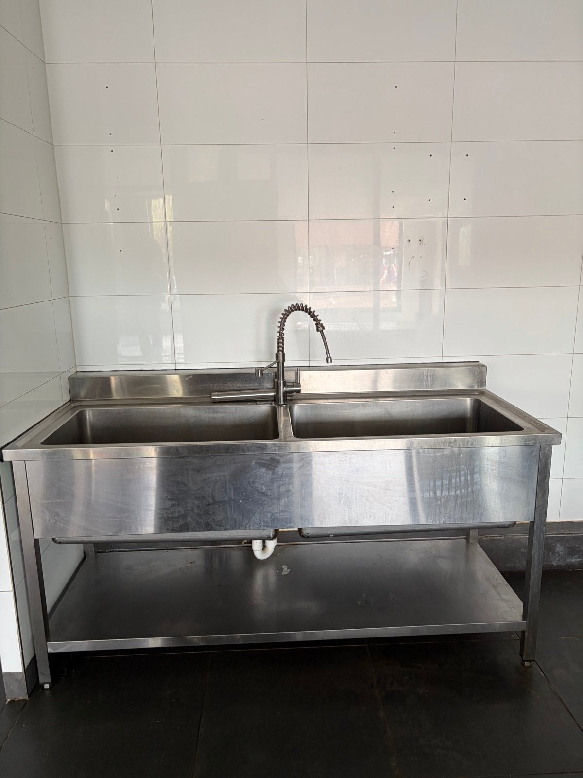 RVS Spoelbak met Dubbele Bak en Kraan, Zakelijke goederen, Ophalen, Gebruikt, Reinigen