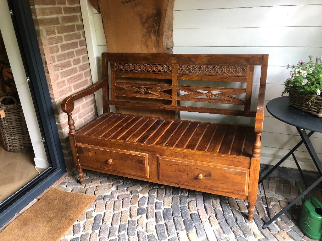 Teak Houten bank, Ophalen, Gebruikt, Hout