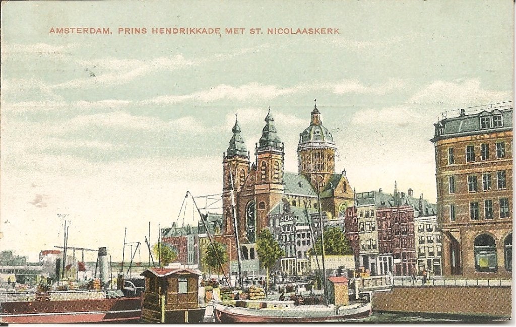 Amsterdam, Prins Hendrikkade met St. Nicolaaskerk 1920, Ophalen of Verzenden, Voor 1920, Gelopen, Noord-Holland