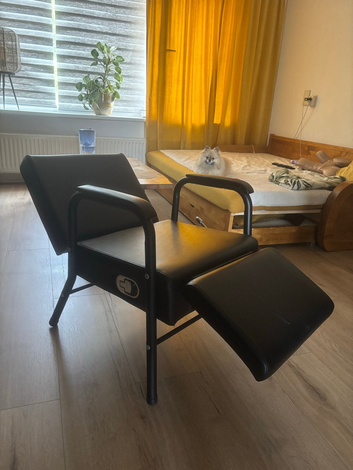 Professionele wasstoel / salonstoel – zo goed als nieuw, Gebruikt, Zwart, Ophalen of Verzenden, Metaal