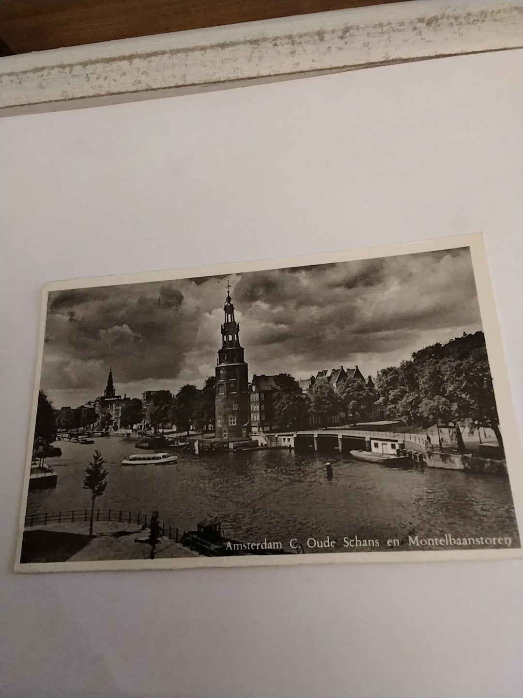 Oude kaart Amsterdam C. Oude Schans en Montelbaanstore, Ophalen of Verzenden, 1940 tot 1960, Gelopen, Noord-Holland