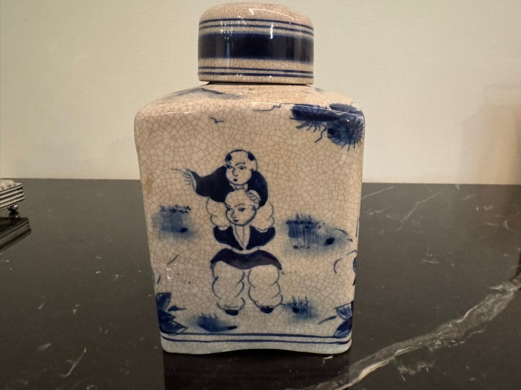 Antieke Chinese theebus –handbeschilderd blauw-wit porselein, Ophalen of Verzenden