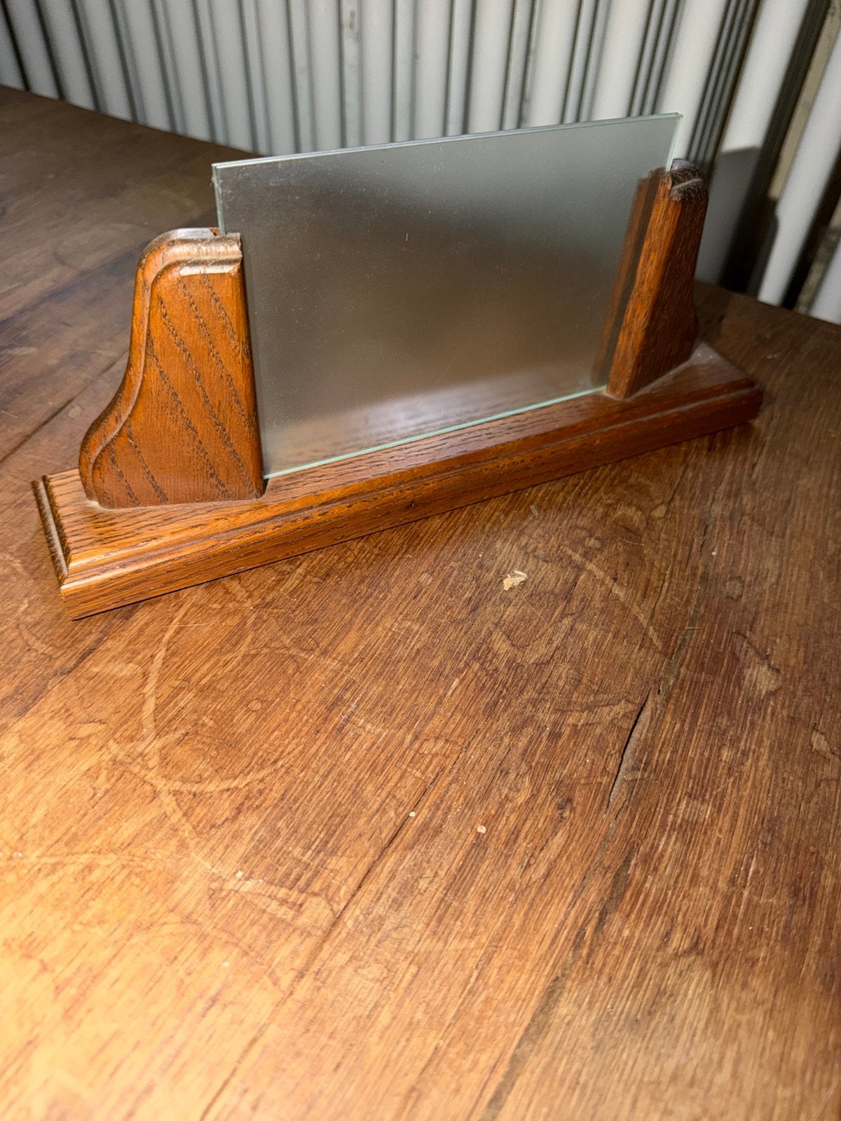 Vintage fotolijst/display van eikenhout met glas, Ophalen of Verzenden