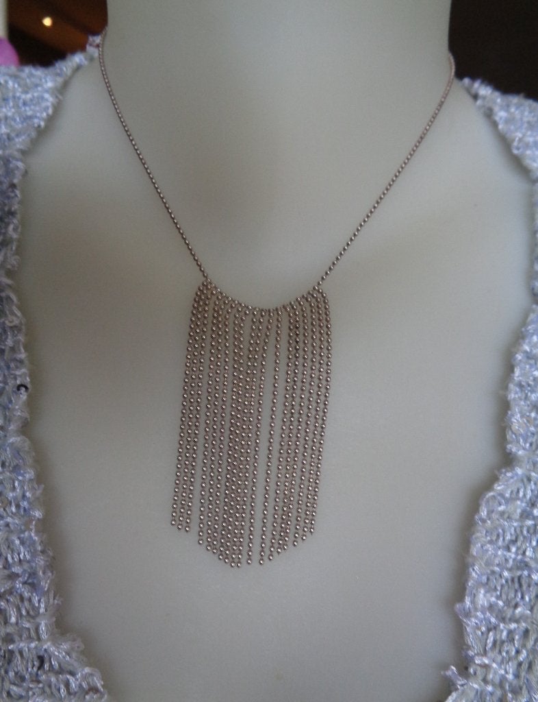 zilveren bolletjes ketting met slierten hanger [107], Verzenden, Zo goed als nieuw, Zilver, Zilver