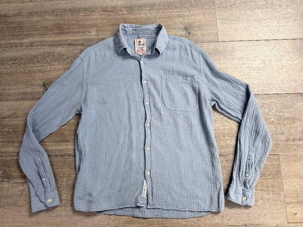 Edmmond Studios Heren Shirt Overhemd Large mousseline, Ophalen of Verzenden, Gedragen, Blauw, Halswijdte 41/42 (L)