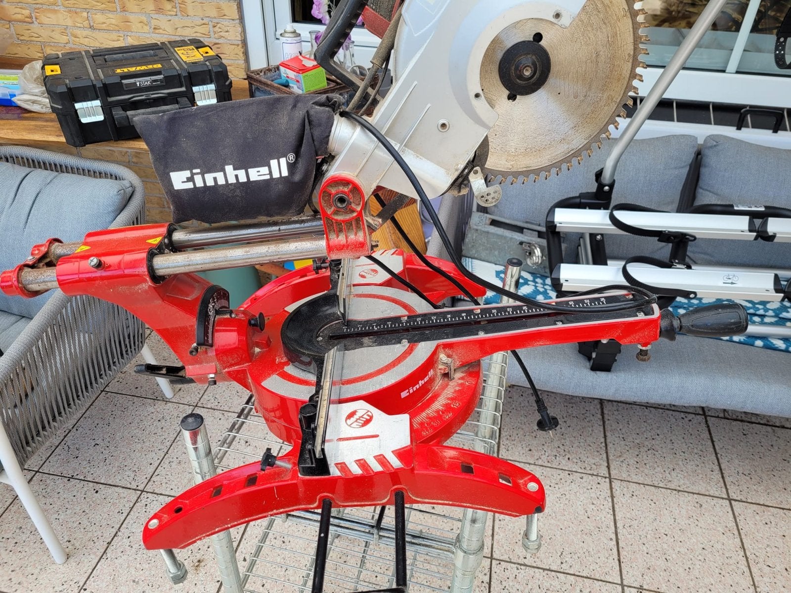 Einhell Afkortzaag - Krachtig en Betrouwbaar, Ophalen, Gebruikt, 70 mm of meer, Afkortzaag