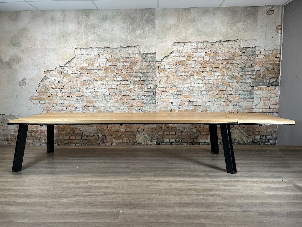 Verlengbare Eettafel – Hout & zwart metaal, Ophalen, 100 tot 150 cm, Design, 200 cm of meer