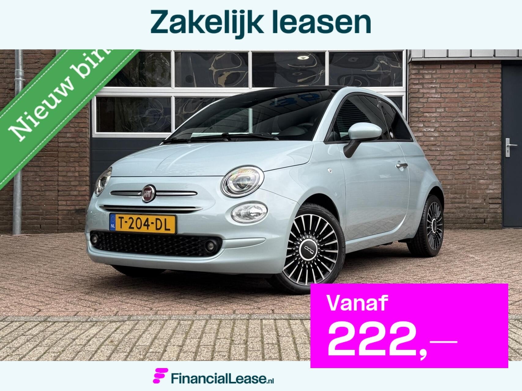 Fiat 500 1.0 Hybrid Launch Edition Panodak Leer Navi Carplay, Voorwielaandrijving, 40 €/maand, 4 stoelen, Leder en Stof