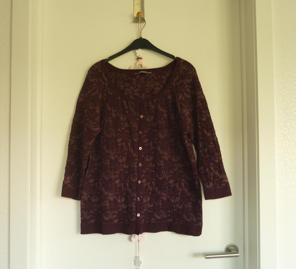 Aubergine bordeaux vest met bloemen Maat XXL van D’Auvry, Ophalen of Verzenden, Zo goed als nieuw, Maat 42/44 (L), Paars