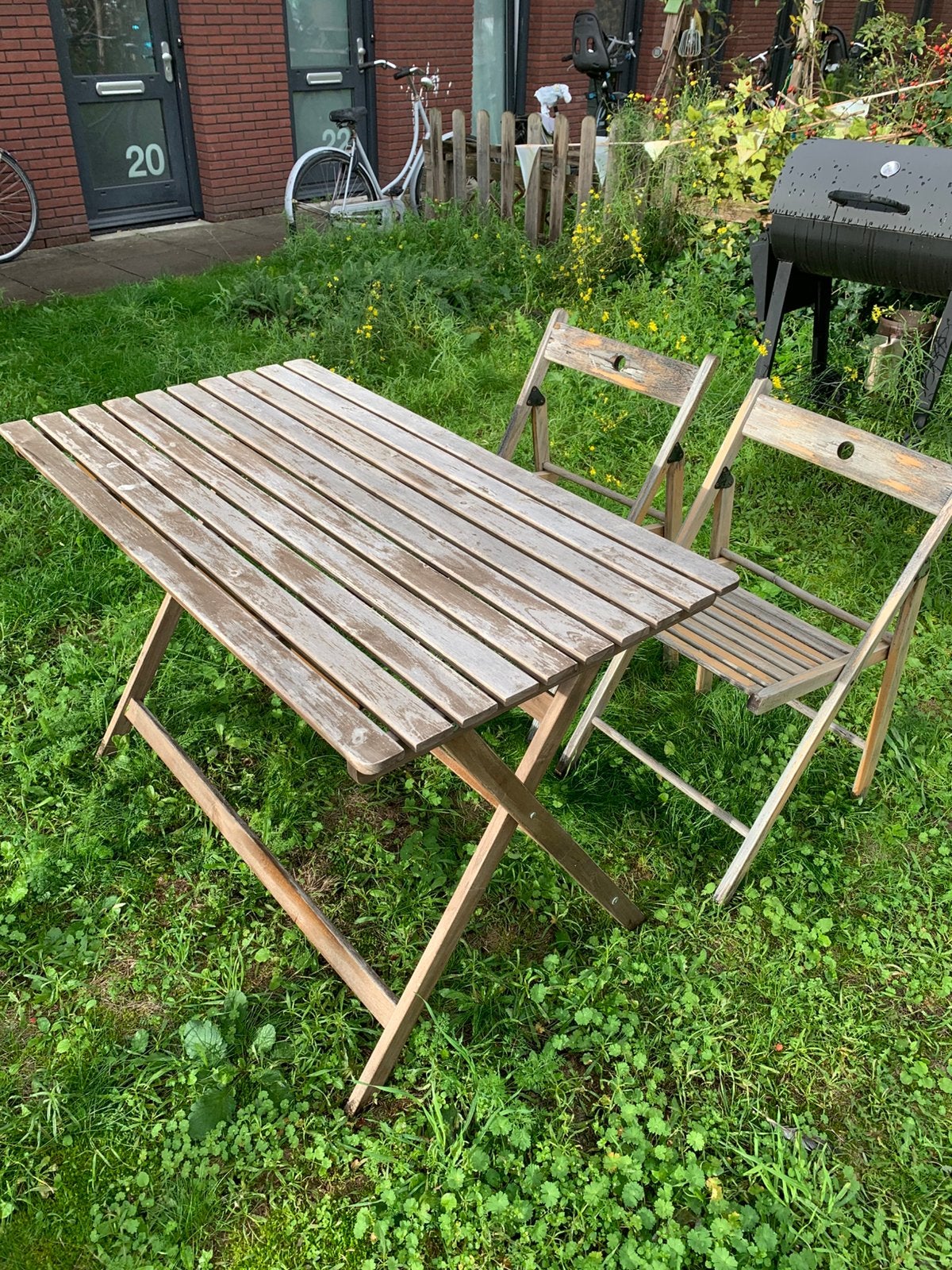 Tuintafel and stoelen IKEA, Gebruikt, Tuinset, Hout, Ophalen