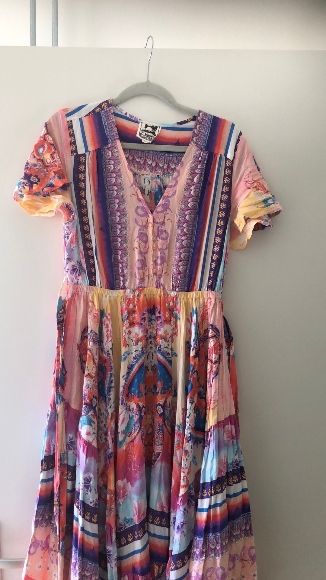 Zomerjurk Jaase maat M asymmetrisch, Kleding | Dames, Jurken, Overige kleuren, Ophalen of Verzenden, Zo goed als nieuw, Onder de knie