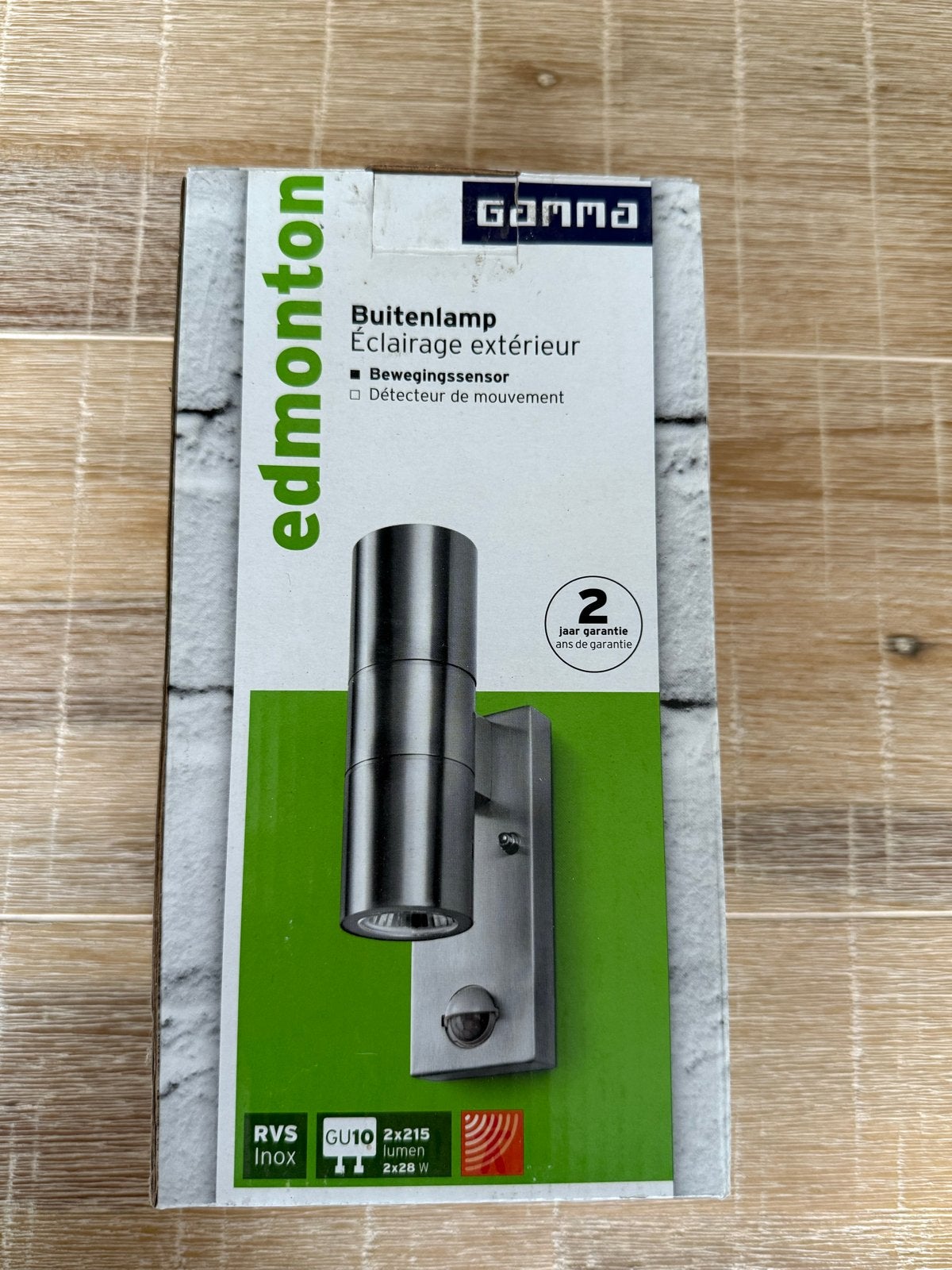 Gamma Buitenlamp 'Edmonton' met Bewegingssensor RVS, Tuin en Terras, Bewegingssensor, Minder dan 50 watt, Wandlamp, Nieuw