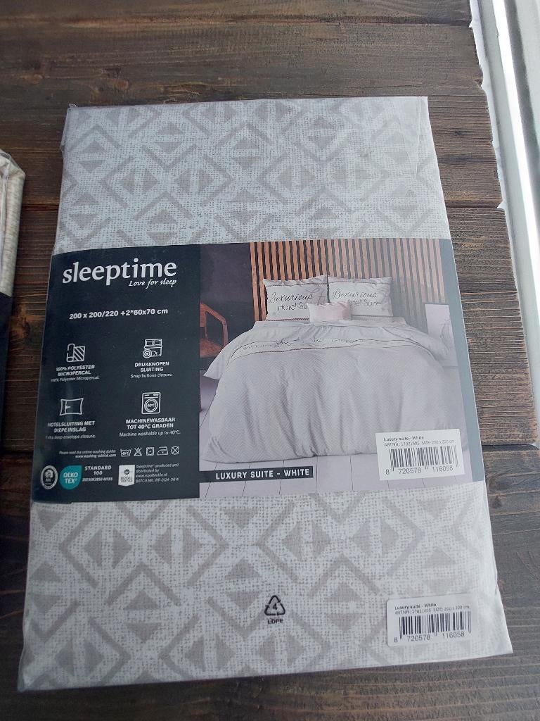 Sleeptime dekbedovertrek 220x200 200x200 nieuw, Beige, Dekbedovertrek, Ophalen of Verzenden, Nieuw