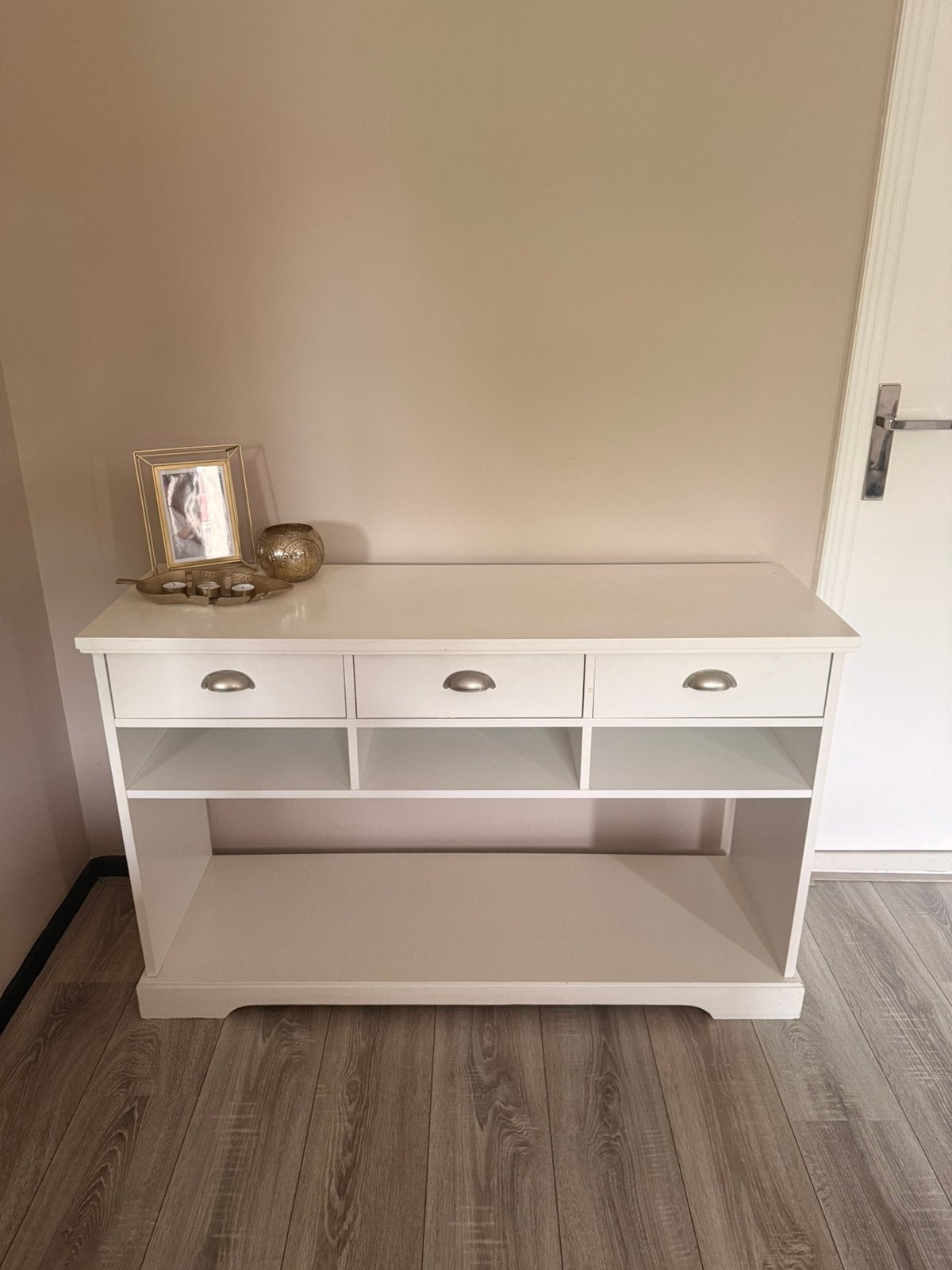 Witte kast/dressoir, Huis en Inrichting, Tafels | Sidetables, Ophalen, Gebruikt, 100 tot 150 cm, 25 tot 50 cm