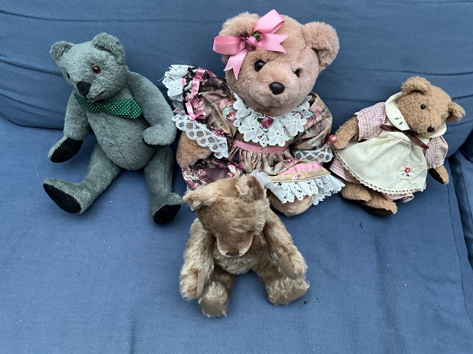 Set van 4 handgemaakte teddyberen - Diverse maten en stijlen, Gebruikt, Overige merken, Handgemaakt, Beer