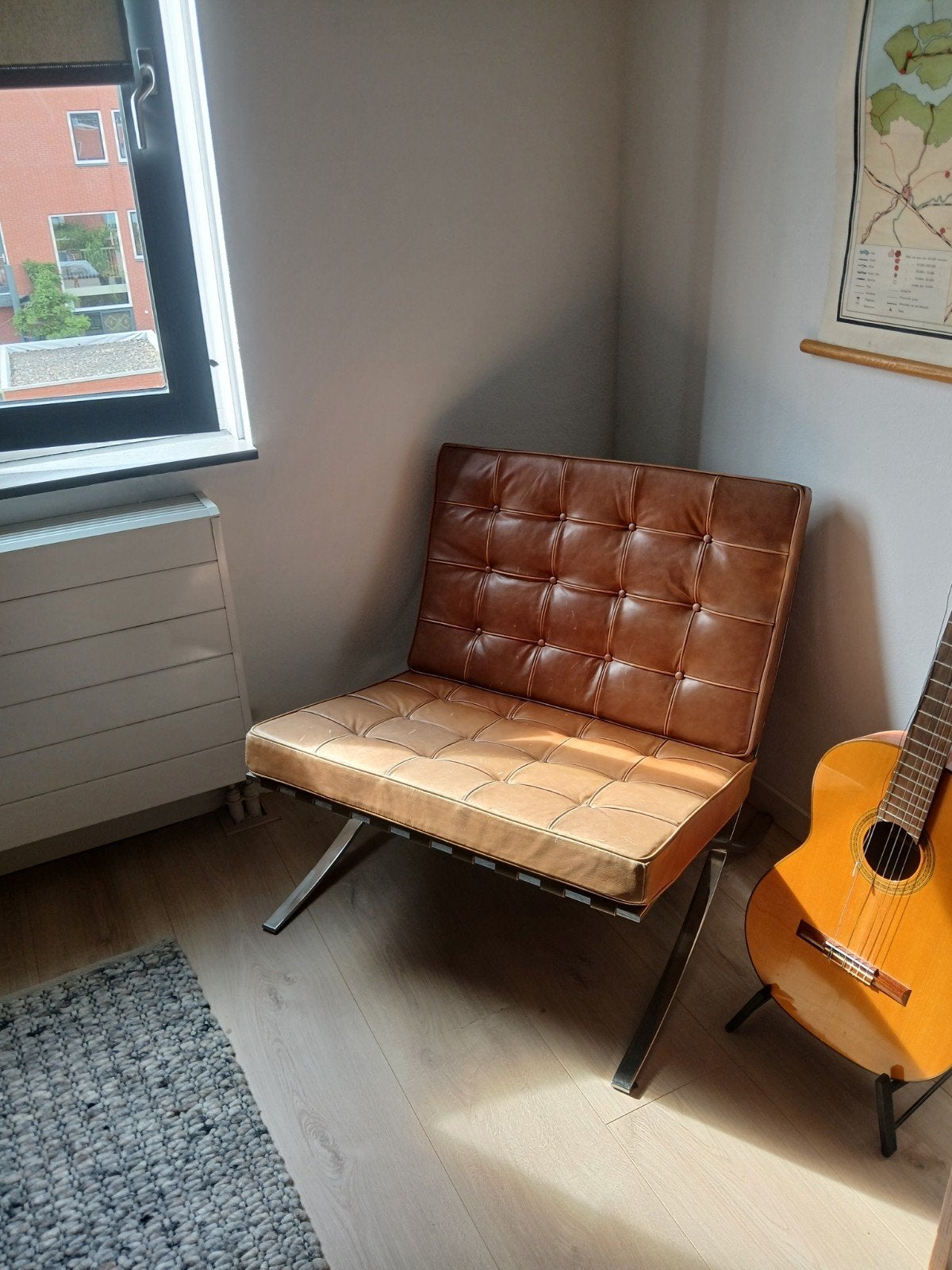 Barcelona Chair in kunstleer, Ophalen, Gebruikt, Bruin, Overige materialen